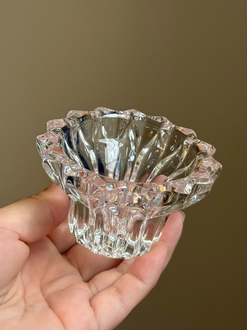 Vintage Crystal Candle Holder 24% Lead by Zajecar Kristal Made in Yugoslavia